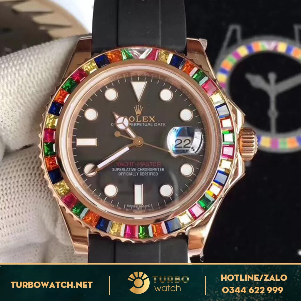 đồng hồ Rolex super fake 1-1 Yacht-Master Rainbow Sapphire