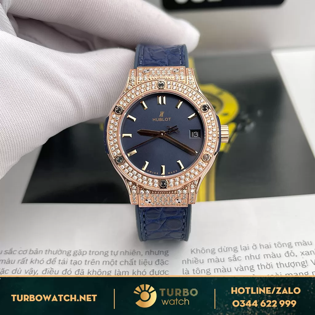 Hublot Classic Fusion 33mm blue đính đá cz 