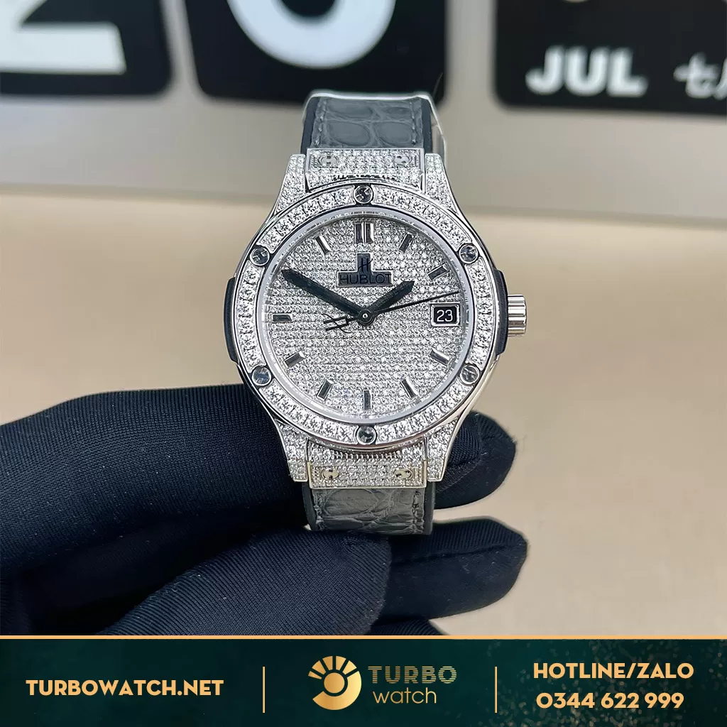 Hublot Classic Fusion gray 33mm Full Diamonds Moissanit 