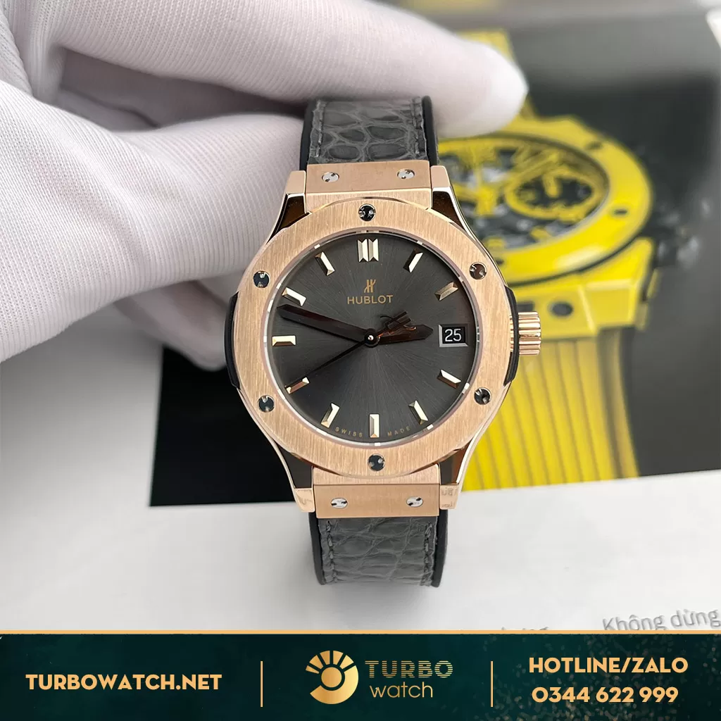 Hublot Classic Fusion mặt xám king Gold 33mm Rep 1:1