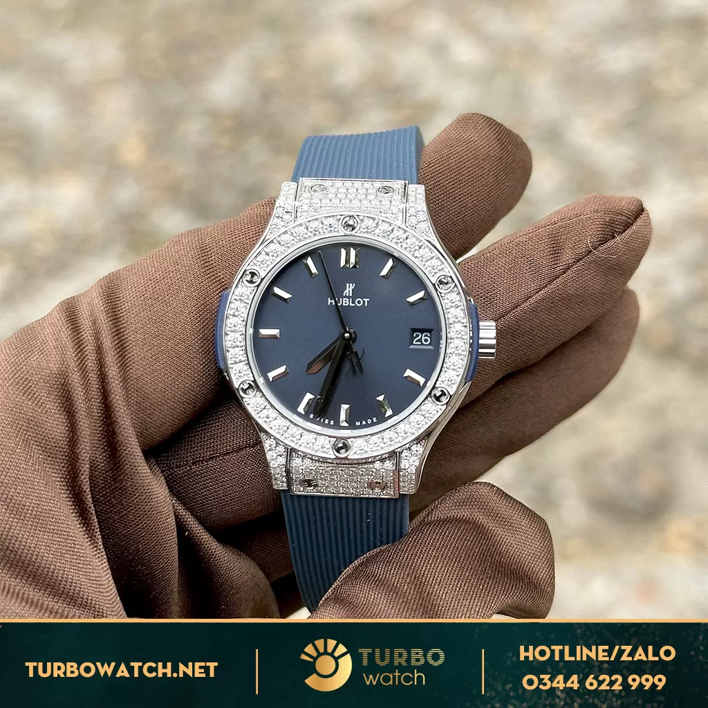 Hublot Classic Fusion Xanh Navy 33mm KC Moissanit 