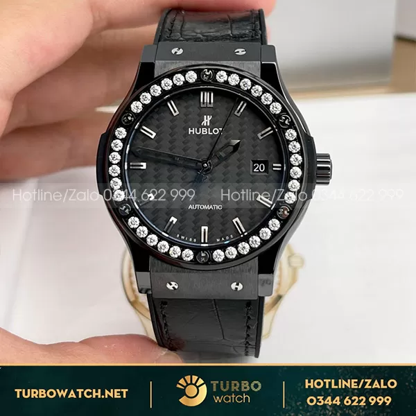 Hublot Fusion Ceramic Độ Kim Moissanite Rep Siêu Cấp