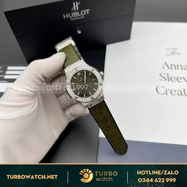 Hublot Fusion Green Full Đá Cz Rep Siêu Cấp