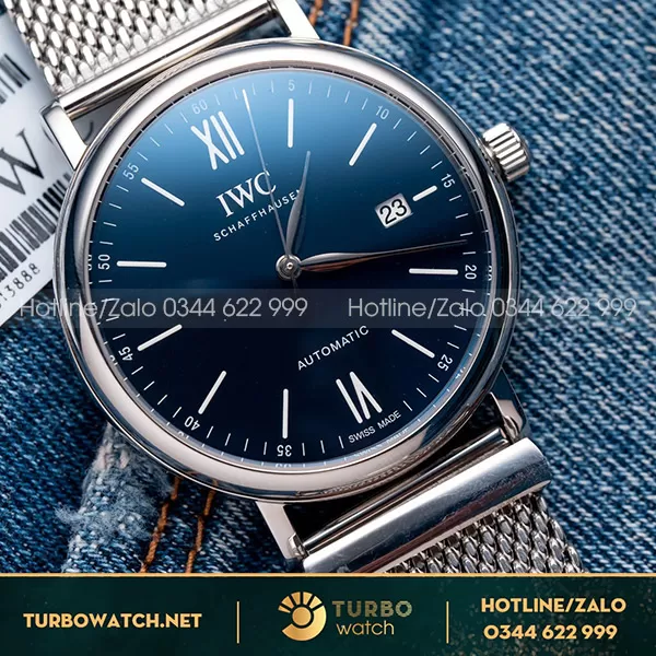 IWC mặt xanh vỏ dây trắng