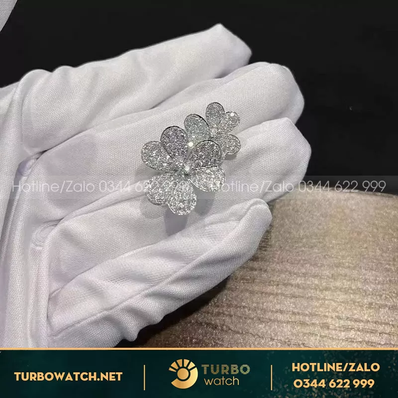Khuyên tai nữ van cleef & arpels VCA frivole earrings white gold nhập HK