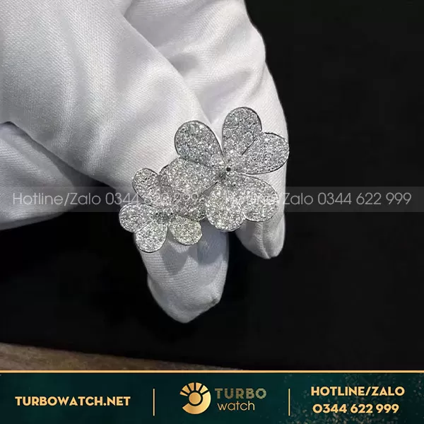 Khuyên tai nữ van cleef & arpels VCA frivole earrings white gold nhập HK