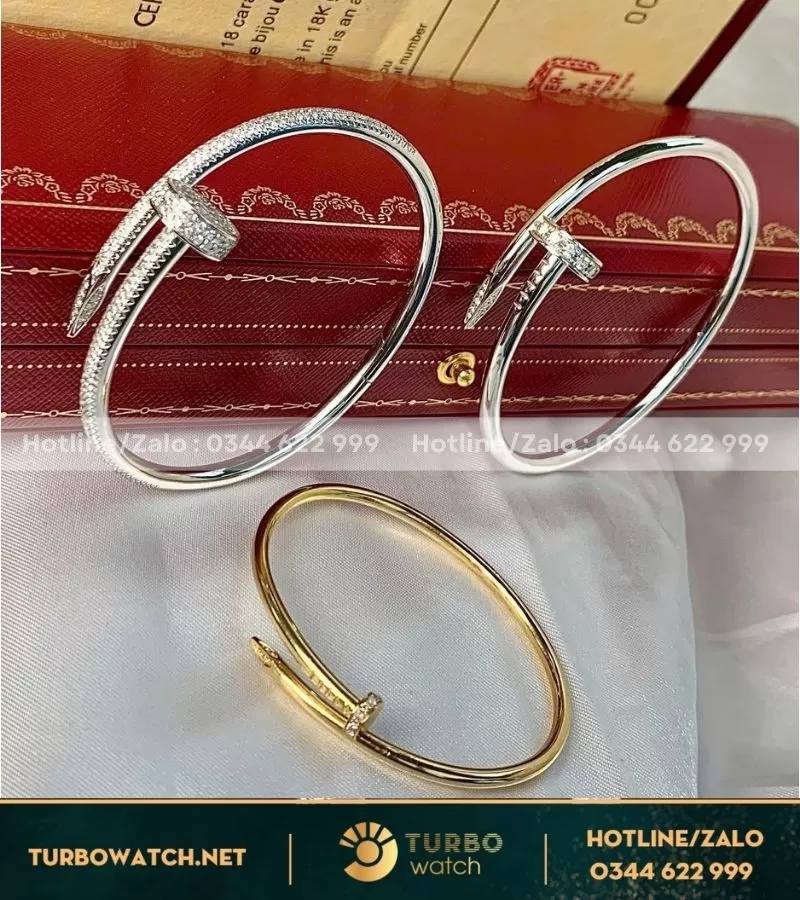 Lắc tay Cartier chế tác vàng 18k,kim thiên nhiên L012