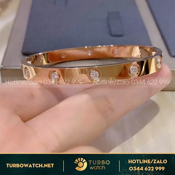 Lắc Tay Cartier Love chế tác Hongkong vàng 18k. Kim cương thiên nhiên