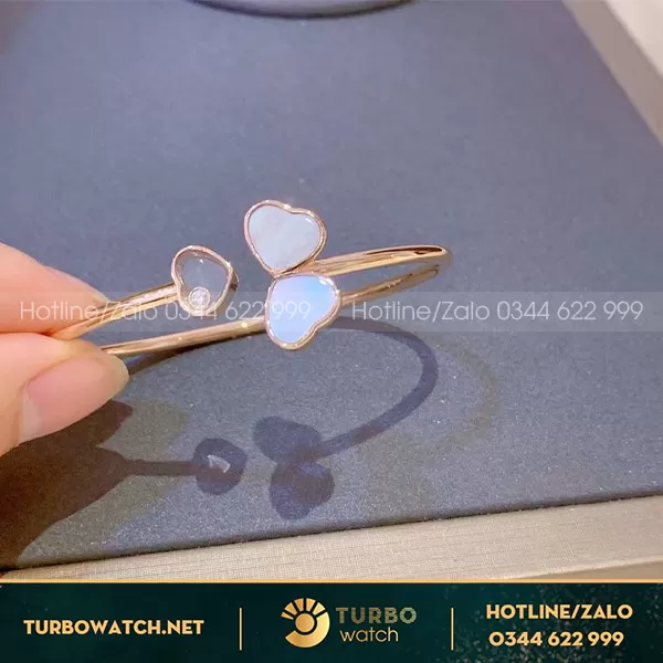Lắc tay CHOPARD Happy hearts with pink Vàng 18k