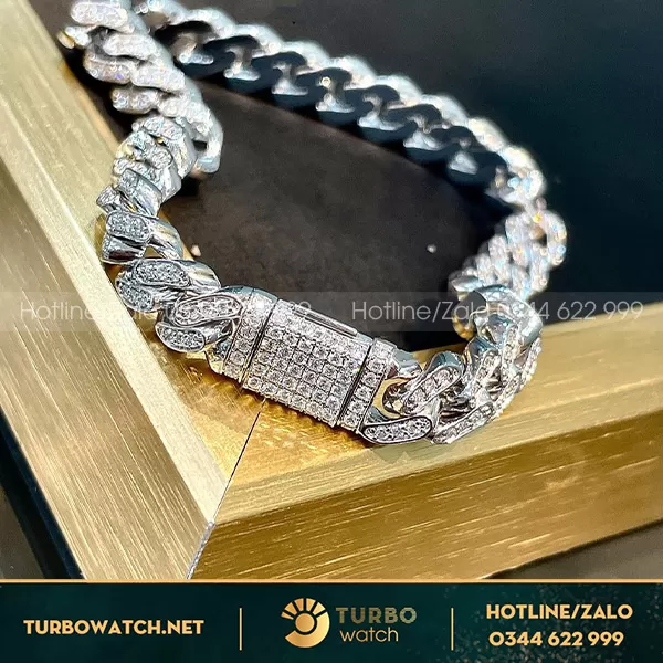 Lắc tay CuBan vàng trắng 18k,kim cương thiên nhiên