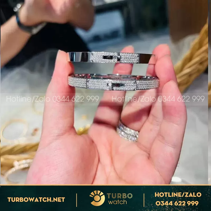 Lắc tay hermes kelly bracelet white gold diamond