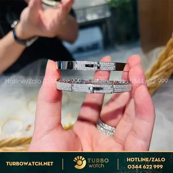 Lắc tay hermes kelly bracelet white gold diamond