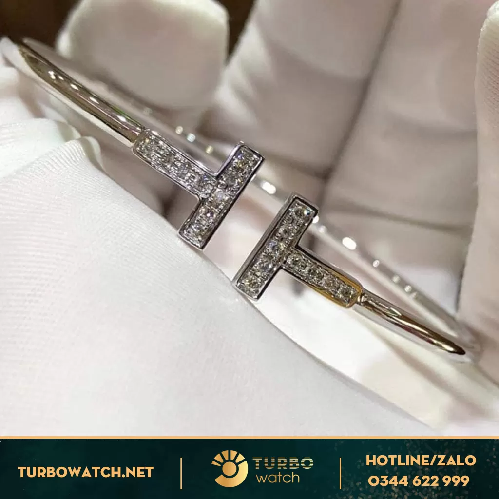 Lác tay hermes vàng trắng 18k kim cương thiên nhiên