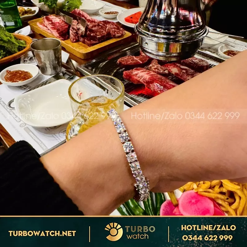 Lắc Tay Tenis Vàng Trắng Moissanite 4Ly