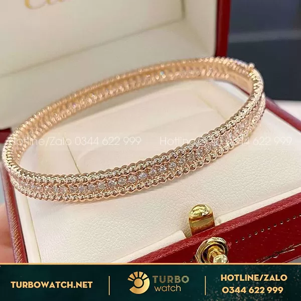 Lắc tay van cleef vàng hồng 18k