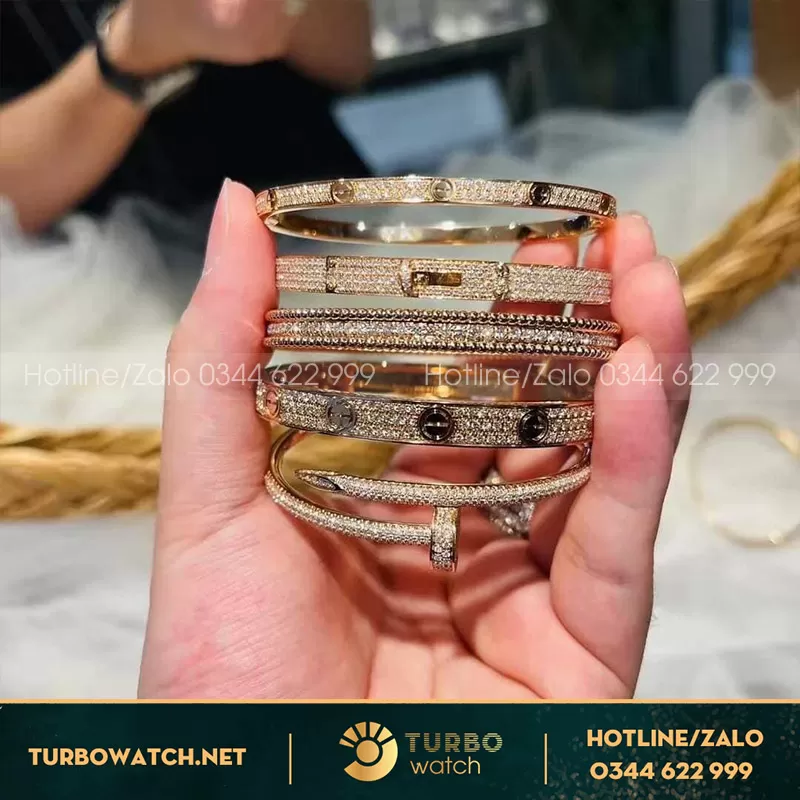 Lắc tay vàng hồng kim cương thiên nhiên nhập hongkong