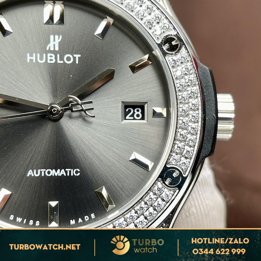 Đồng Hồ Hublot Classic Fusion Grey 1-1 Độ kim cương