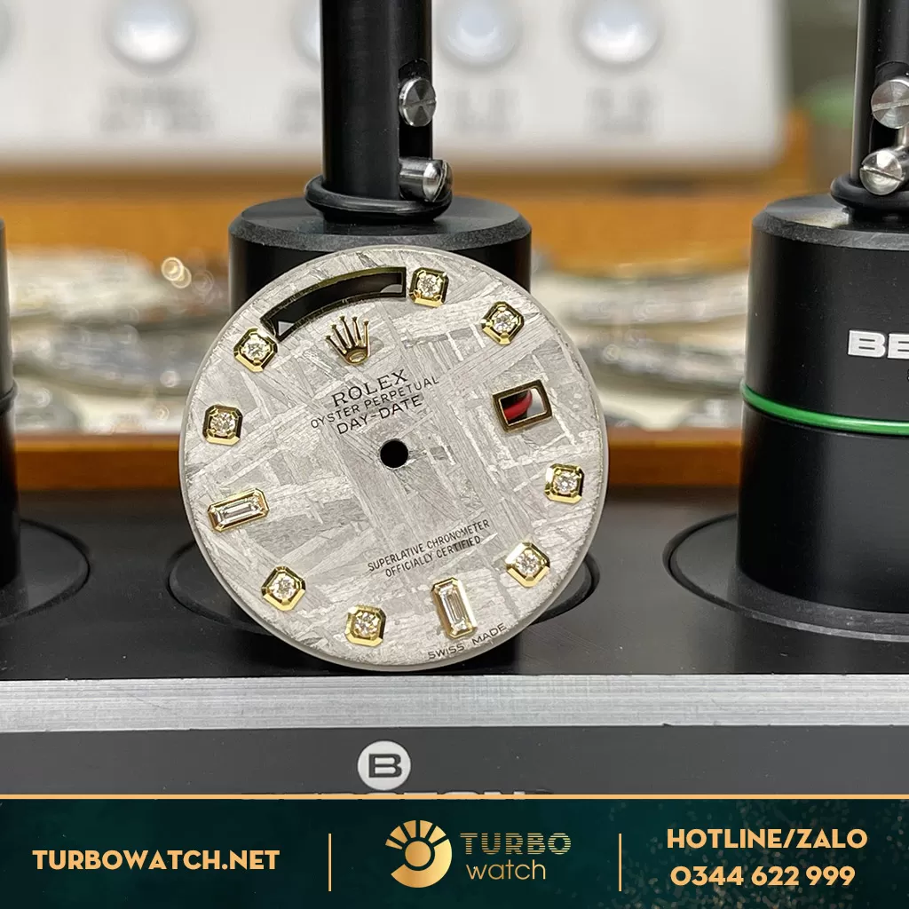 Mặt Thiên Thạch Rolex Day Date Cọc Số Kim Cương