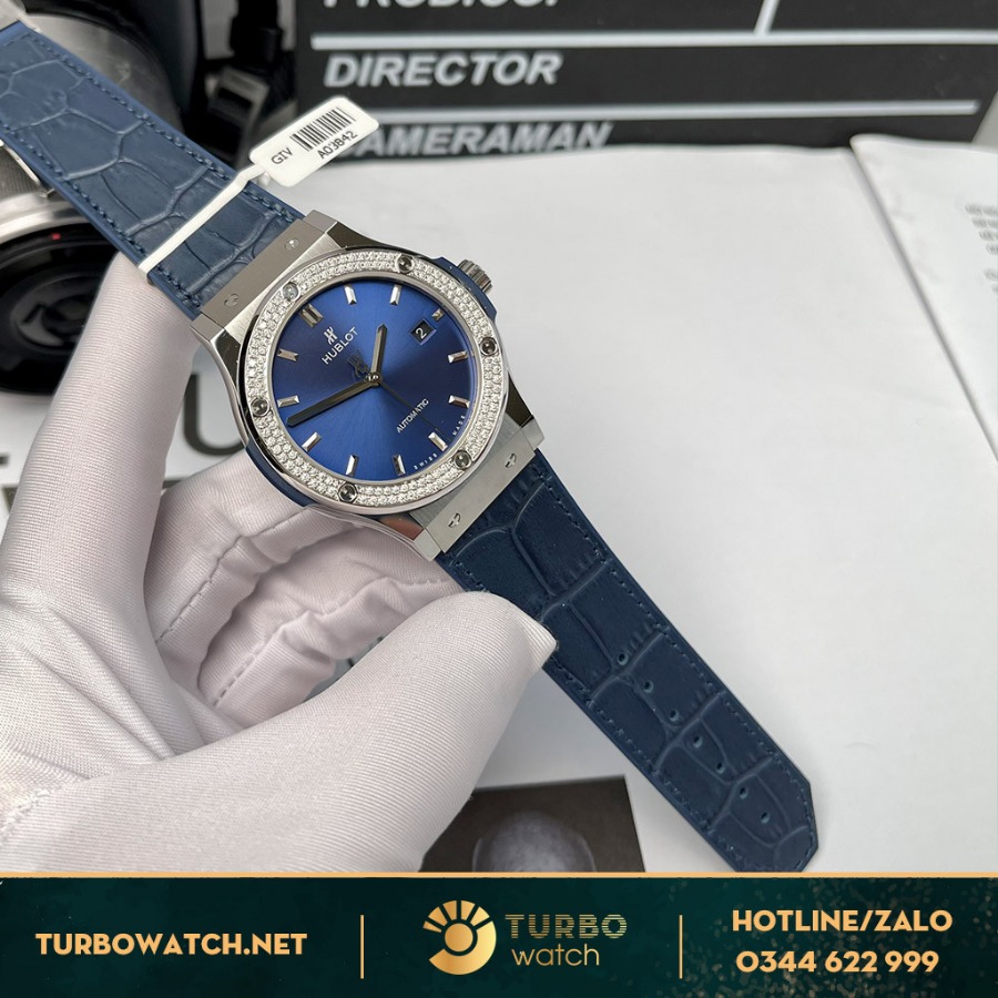Đồng Hồ Hublot Classic Fusion Fake 1-1 Xanh Navy Diamonds