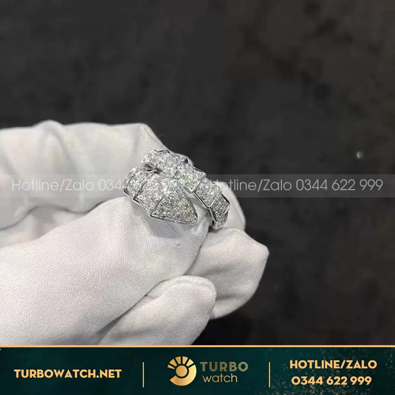 Nhẫn bvlgari serpenti vàng trắng kim cương thiên nhiên 
