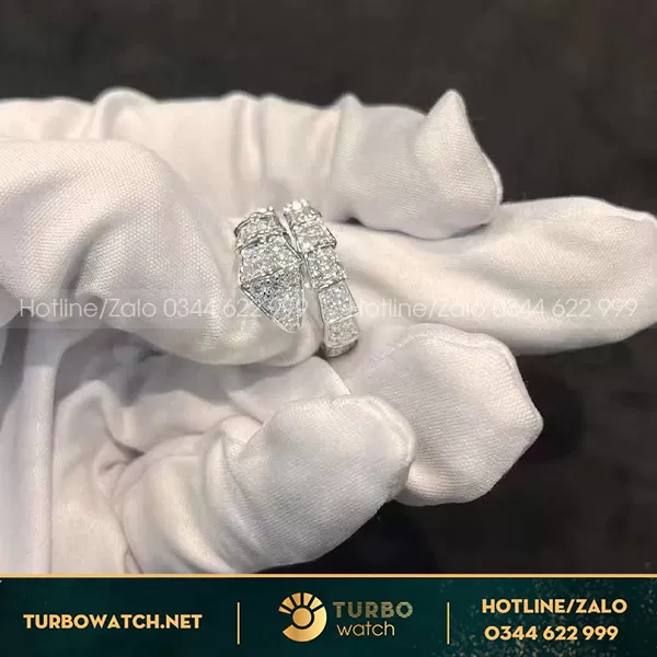 Nhẫn bvlgari serpenti vàng trắng kim cương thiên nhiên 