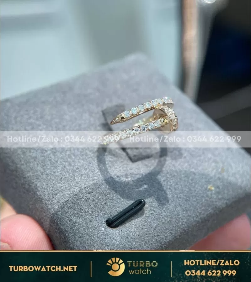 Nhẫn Cartier chế tác vàng 18k,kim thiên nhiên N011