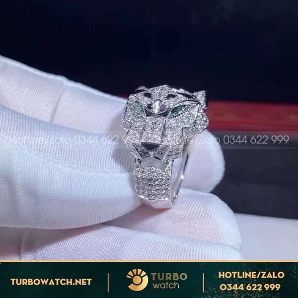 Nhẫn cartier đầu báo vàng trắng