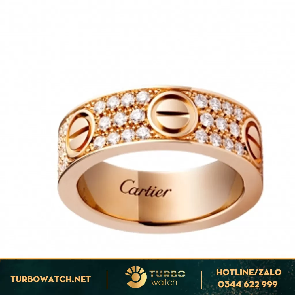 nhẫn cartier love full kim hở logo vàng hồng