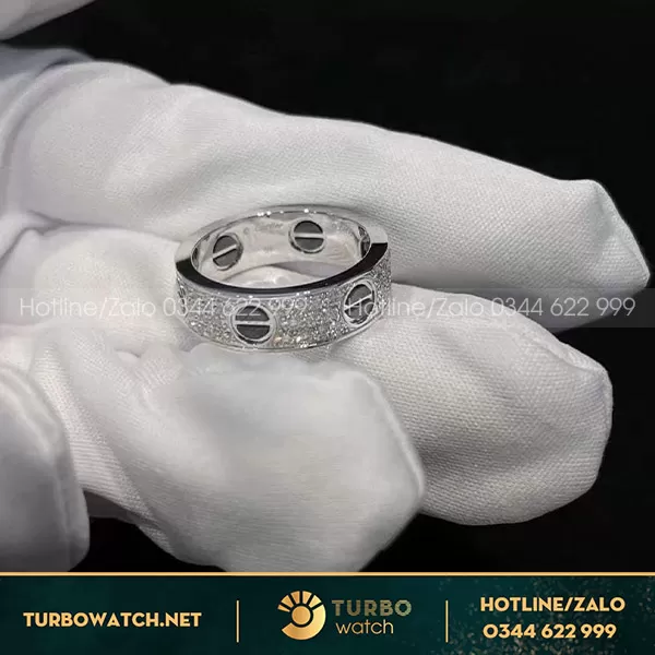Nhẫn cartier love vàng trắng kim thiên nhiên nhập HK 