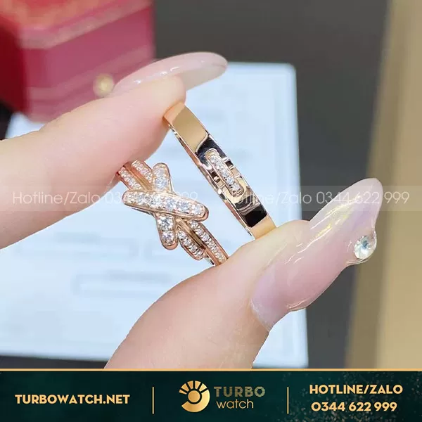 Nhẫn Chaumet vàng hồng 18k kim cương thiên nhiên