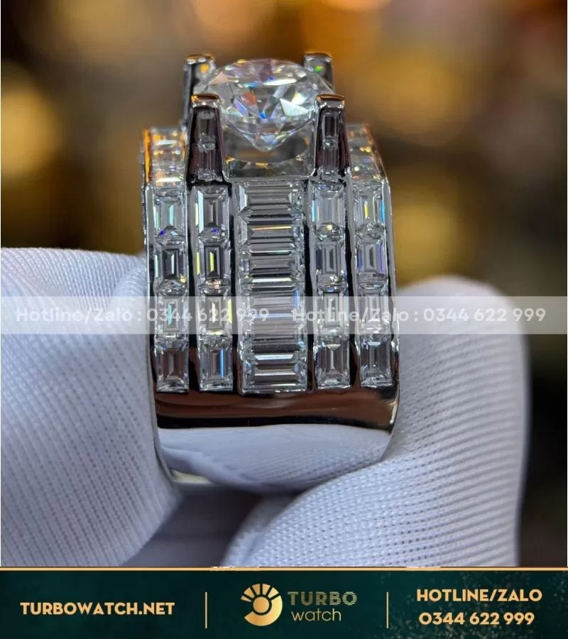 Nhẫn nam chế tác vàng 10k,kim baguette N028