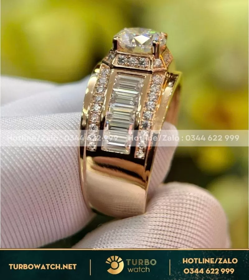 Nhẫn nam chế tác vàng 10k,kim moissanite N032