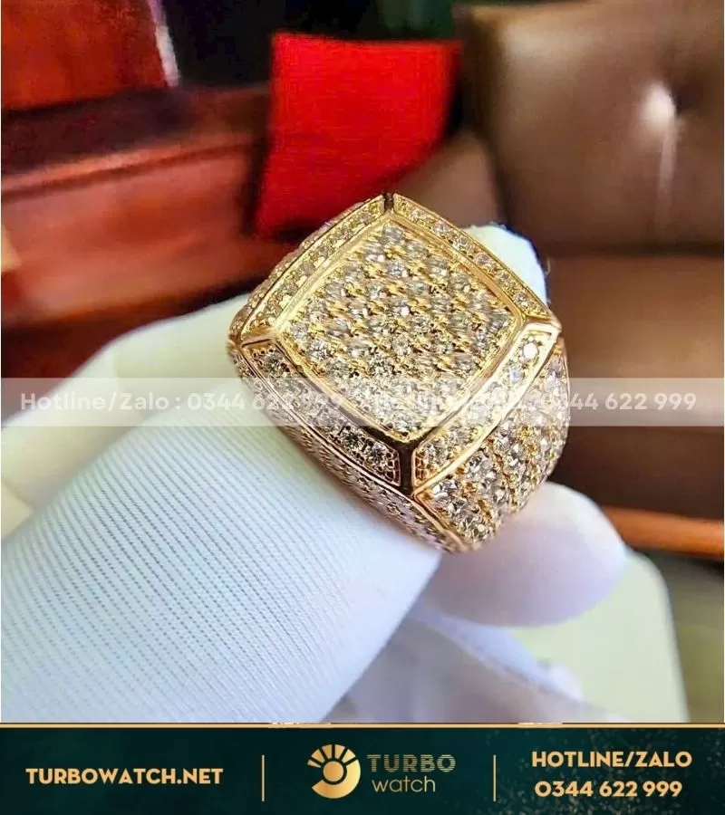 Nhẫn nam chế tác vàng 18k,kim moissanite N035