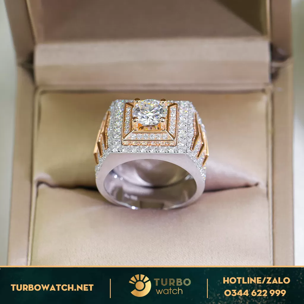 NHẪN NAM MOISSANITE - VÀNG TRẮNG/HỒNG