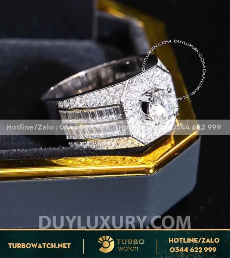 Nhẫn nam vàng 14k thiết kế kim moissanite N082