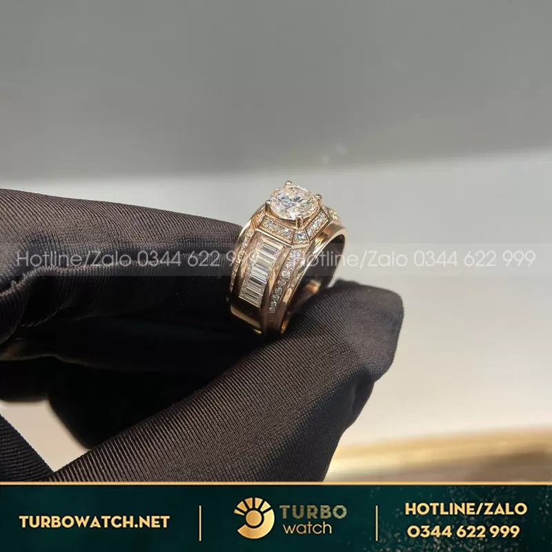 Nhẫn Nam Vàng Hồng Moissanite