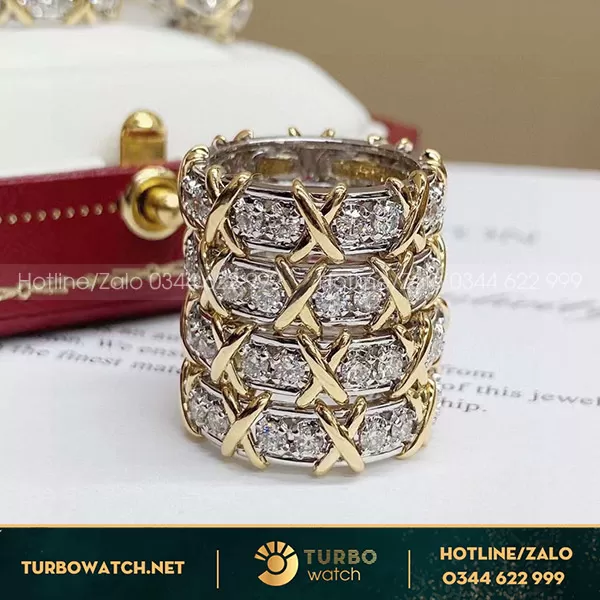 Nhẫn tiffany vàng 18k kim cương