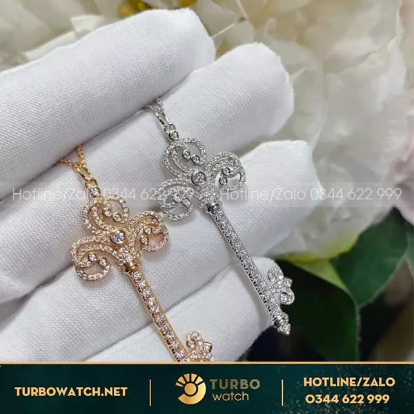 Nine two Five - NTF&love Dây Chuyền Fluer De Lis Key Vàng 18k,Kim cương thiên nhiên