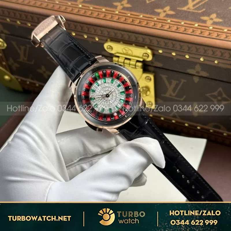 Đồng hồ Jacob & Co Casino Roulette Replica 1 1 dây da màu đen 44mm