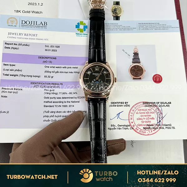 Patek Philippe 5205R Bọc Vàng 18K Mặt Đen Full Kiểm Định Rep 1 1