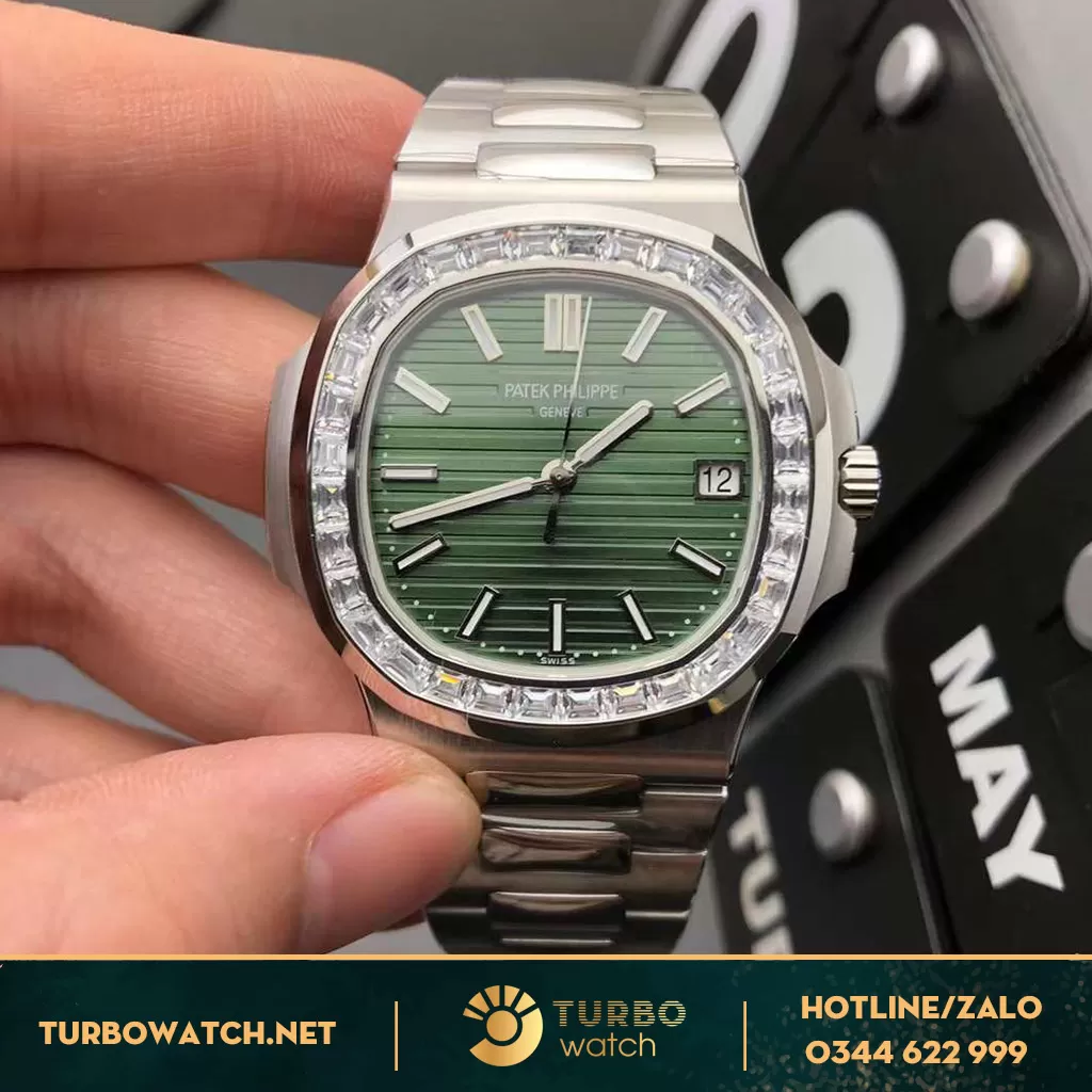 Patek philippe 5711 nautilus olive green dial diamond benzel