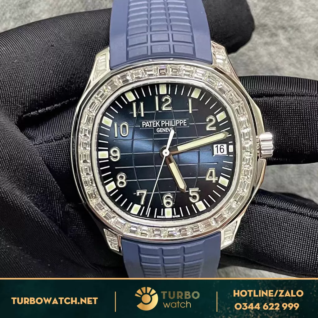 PATEK PHILIPPE AQUANAUT 5167/300G-010 BLUE VANG KHOI 18K BAGUETTE CHE TAC
