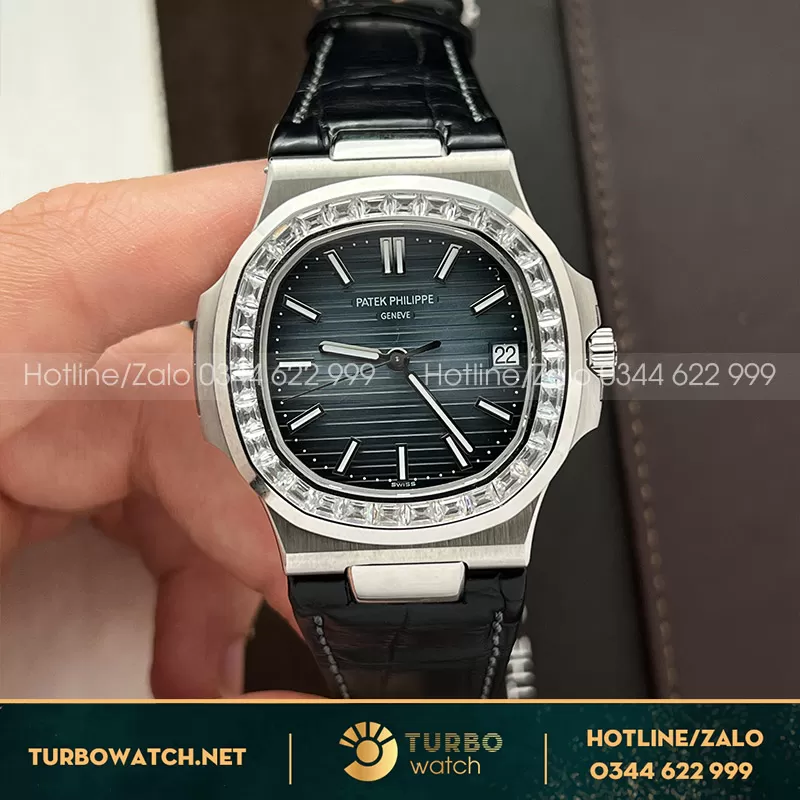 Patek philippe nautilus 5711 blue dial baguette cz 3k factory