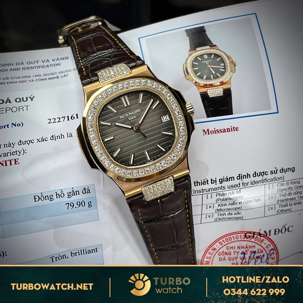 Patek philippe nautilus 5711 độ kim cương moissanite HongKong