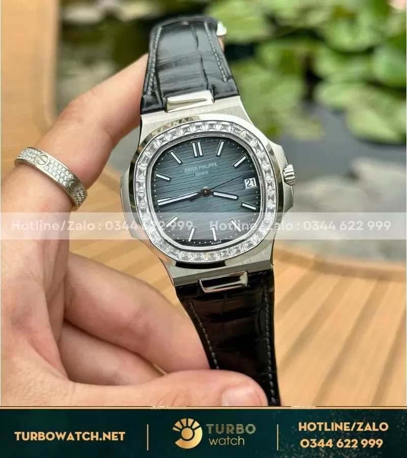 Patek philippe nautilus 5711 độ niềng kim baguette moissanite
