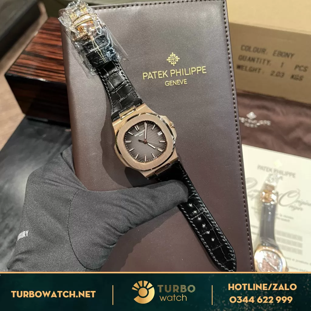 PATEK PHILIPPE NAUTILUS 5711R ROSE GOLD 18K DÂY DA CÁ SẤU
