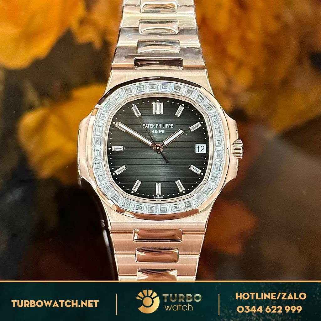 Patek philippe nautilus 5723r bọc vàng độ kim cương moissanite