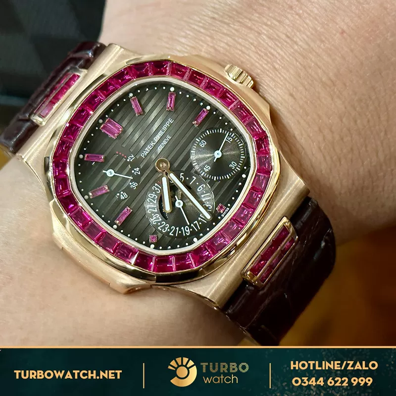 Patek philippe nautilus 5724 bọc vàng độ ruby nhân tạo
