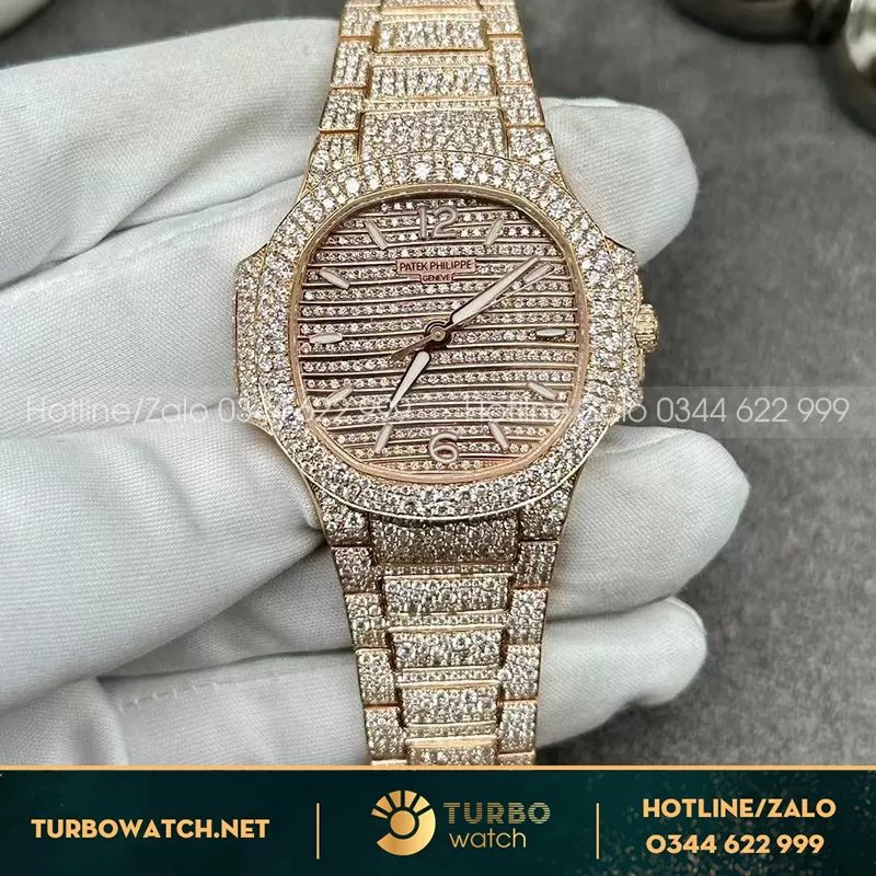 Patek philippe nautilus 7118/1450G-001 chế tác vàng khối kim cương thiên nhiên