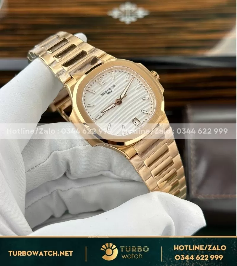 Patek philippe Nautilus 7118 Lady vàng hồng 35,2mm mặt trắng fake nhà máy 3K replica